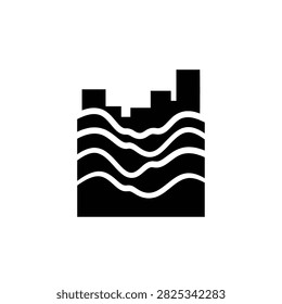 Black city skyline with wavy lines
