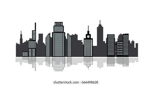 Black City Vector Cityscape Illustration City Stock Vector (Royalty ...