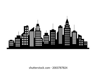 Icono de vector de ciudad negra en fondo blanco  