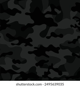 
Black city vector seamless background, military night design