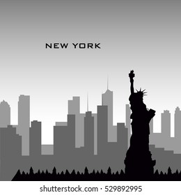 Black cityscape of New York City, Vector illustration