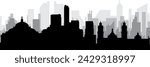 Black cityscape skyline panorama with gray misty city buildings background of the MEXICO CITY, MEXICO