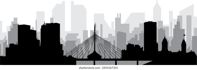 Black cityscape skyline panorama with gray misty city buildings background of the WINNIPEG, CANADA