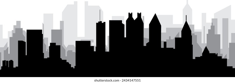 Black cityscape skyline panorama with gray misty city buildings background of the ATLANTA, UNITED STATES OF AMERICA