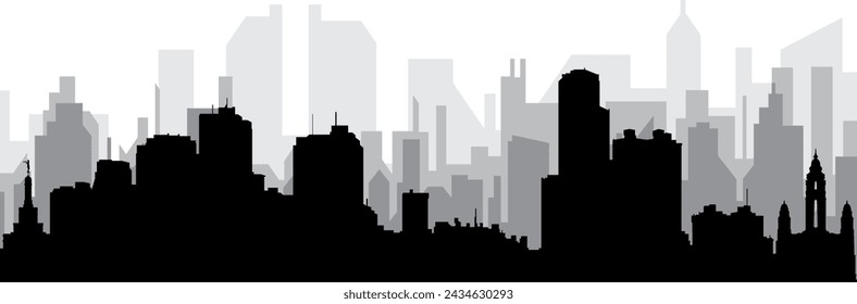 Black cityscape skyline panorama with gray misty city buildings background of CARACAS, VENEZUELA