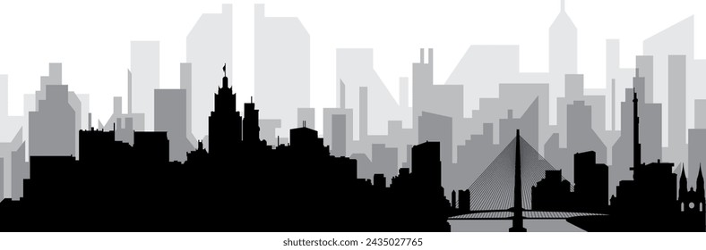 Paisaje urbano negro panorama con gris bruma edificios de la ciudad de fondo de SÃO PAULO, BRASIL