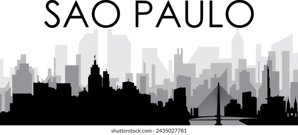 Paisaje urbano negro panorama con gris bruma edificios de la ciudad de fondo de SÃO PAULO, BRASIL