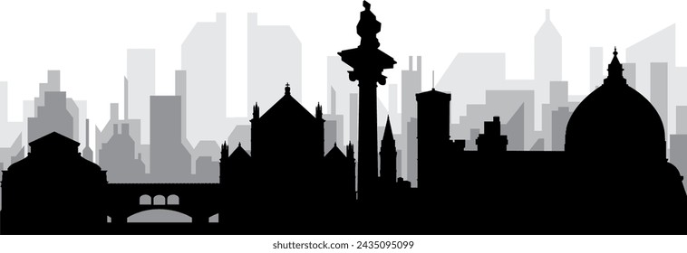 Black cityscape skyline panorama with gray misty city buildings background of FLORENCE (FIRENZE), ITALY