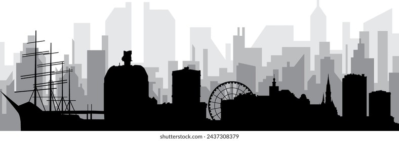 Black cityscape skyline panorama with gray misty city buildings background of GOTHENBURG, SWEDEN
