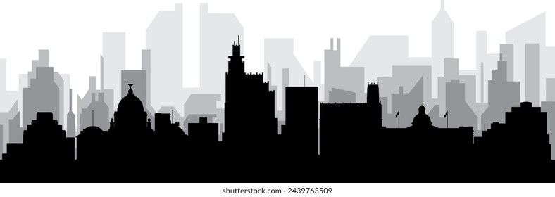 Black cityscape skyline panorama with gray misty city buildings background of JACKSON, USA