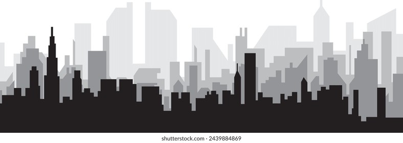 Black cityscape skyline panorama with gray misty city buildings background of CHICAGO, UNITED STATES