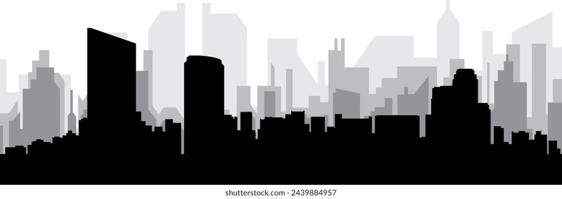 Black cityscape skyline panorama with gray misty city buildings background of GRAND RAPIDS, UNITED STATES