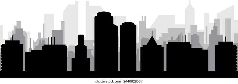 Black cityscape skyline panorama with gray misty city buildings background of BOSTON, UNITED STATES