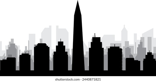 Black cityscape skyline panorama with gray misty city buildings background of BUENOS AIRES, ARGENTINA