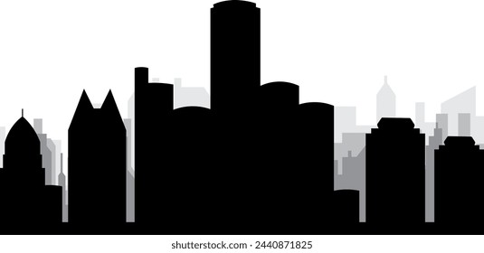 Black cityscape skyline panorama with gray misty city buildings background of DETROIT, UNITED STATES