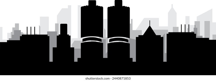 Black cityscape skyline panorama with gray misty city buildings background of CHICAGO, UNITED STATES