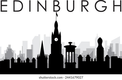 Black cityscape skyline panorama with gray misty city buildings background of EDINBURGH, UNITED KINGDOM