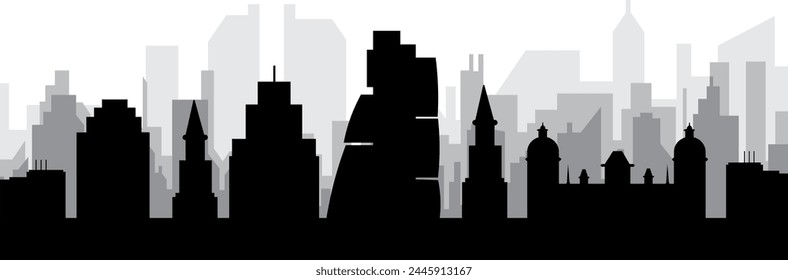 Black cityscape skyline panorama with gray misty city buildings background of LEEDS, UNITED KINGDOM