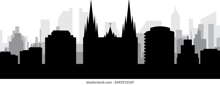 Black cityscape skyline panorama with gray misty city buildings background of LA PLATA, ARGENTINA