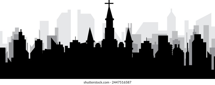 Black cityscape skyline panorama with gray misty city buildings background of NEW ORLEANS, UNITED STATES