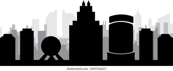 Black cityscape skyline panorama with gray misty city buildings background of ORLANDO, UNITED STATES