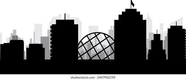 Black cityscape skyline panorama with gray misty city buildings background of VANCOUVER, CANADA