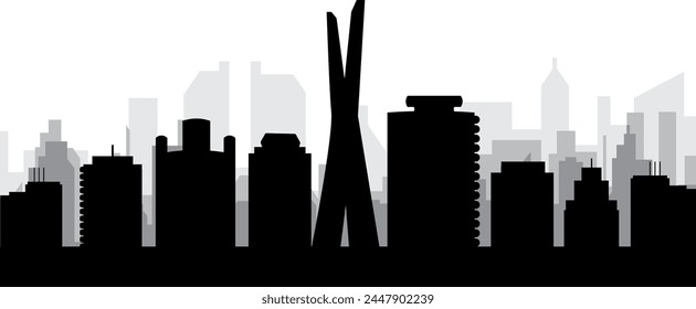 Black cityscape skyline panorama with gray misty city buildings background of SAO PAULO, BRAZIL