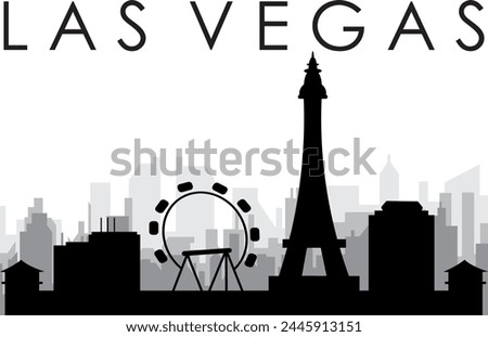 Black cityscape skyline panorama with gray misty city buildings background of LAS VEGAS, UNITED STATES