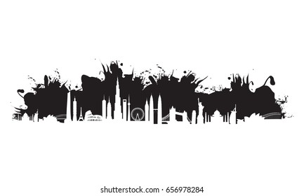 black cityscape splash