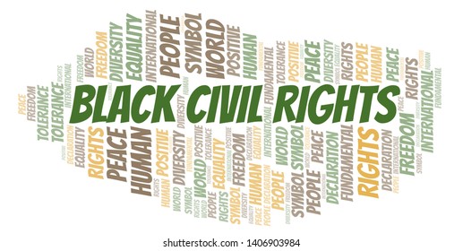 Black Civil Rights word cloud. Wordcloud made with text only.