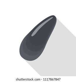 Black clam icon. Flat illustration of black clam vector icon for web design