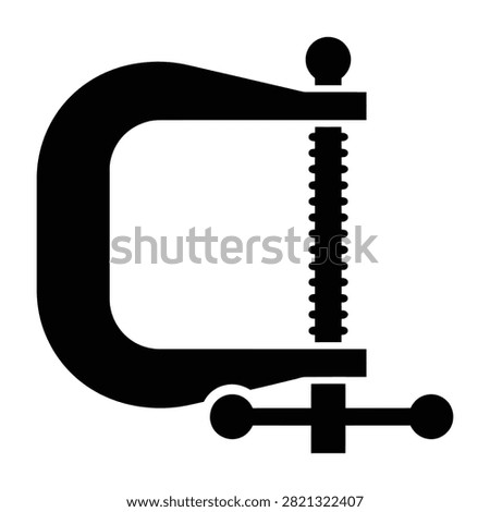 A black clamp icon symbol representing a tool or equipment used for gripping or holding objects