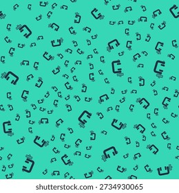 Black Clamp and screw tool icon isolated seamless pattern on green background. Locksmith tool.  Vector