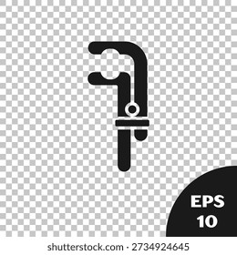 Black Clamp tool icon isolated on transparent background. Locksmith tool.  Vector Illustration