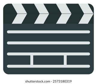 Black clapper board flat icon isolated on white background.