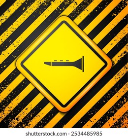 Black Clarinet icon isolated on yellow background. Musical instrument. Warning sign. Vector