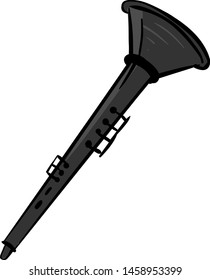 Black clarinet, illustration, vector on white background.