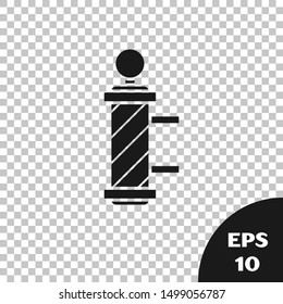 Black Classic Barber shop pole icon isolated on transparent background. Barbershop pole symbol.  Vector Illustration