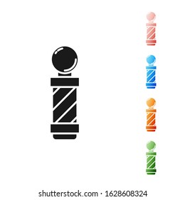 Black Classic Barber shop pole icon isolated on white background. Barbershop pole symbol. Set icons colorful. Vector Illustration