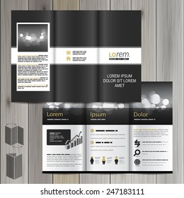 Black Classic Brochure Template Design With White Line. Cover Layout