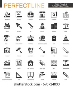 Black classic Building and construction tools web icons set. Home repair items.