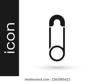 Black Classic closed steel safety pin icon isolated on white background.  Vector