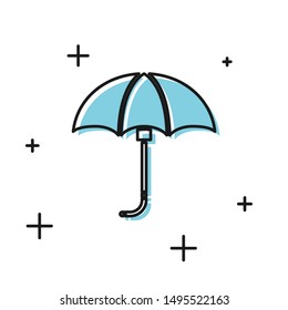 Black Classic elegant opened umbrella icon isolated on white background. Rain protection symbol.  Vector Illustration