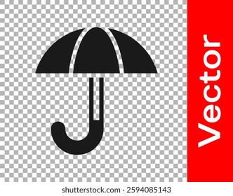 Black Classic elegant opened umbrella icon isolated on transparent background. Rain protection symbol.  Vector