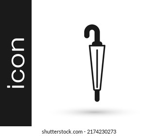 Black Classic elegant umbrella icon isolated on white background. Rain protection symbol.  Vector