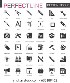 Black Classic Graphic Design Tools Icons Set.