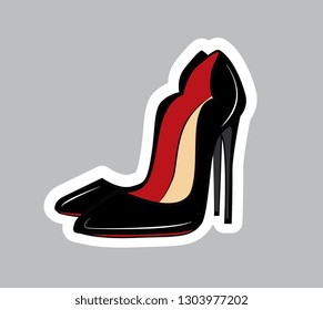 Black classic Heels Fashion illustration vector object isolated