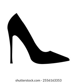 Black classic high-heeled shoe vector icon on a white background