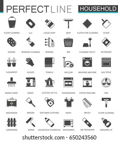 Black classic household appliances web icons set.