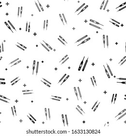 Black Classic Medical thermometer and digital thermometer for medical examination icon isolated seamless pattern on white background.  Vector Illustration